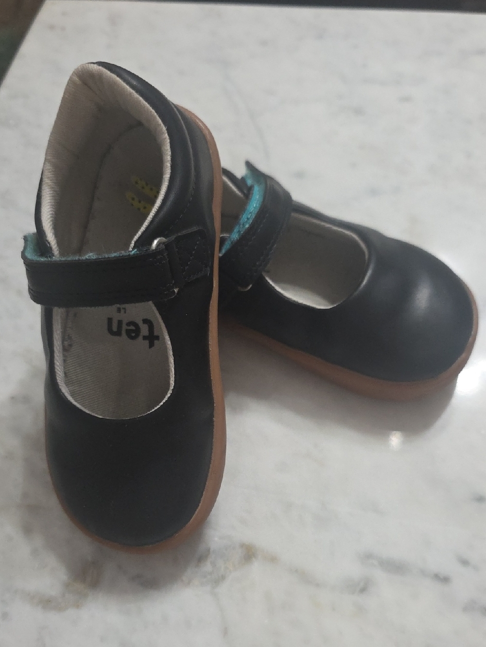 Kids Black Mary Jane Shoes with Tan Sole